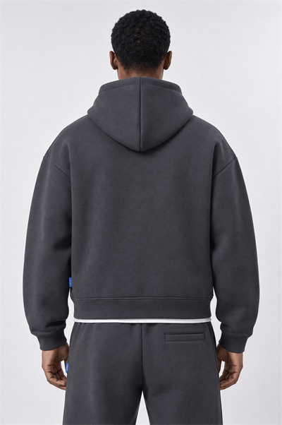 Erkek Basic Panda Oversize Zip Füme
