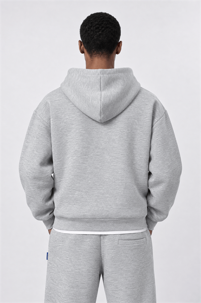 Erkek Basic Panda Oversize Zip Gri Melanj
