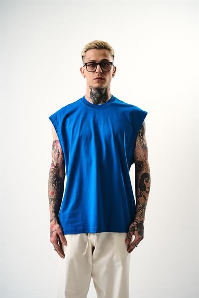 Erkek Basic Tank Top Atlet Mavi