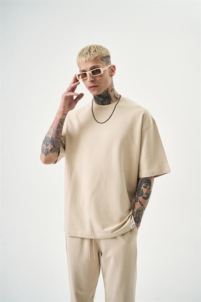 Erkek Basic T-Shirt Bej
