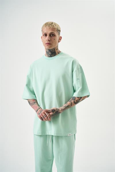 Erkek Basic T-Shirt Su Yeşili