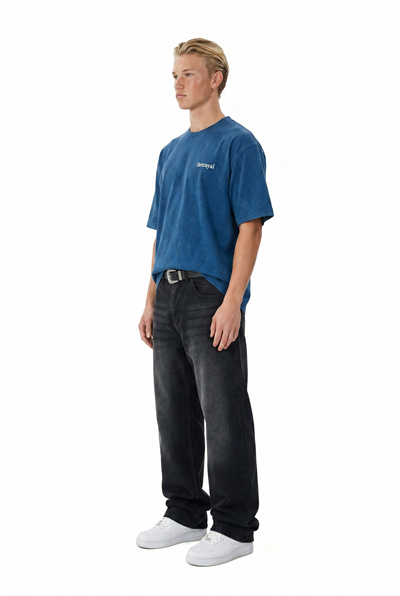 Erkek Betrayal Baskılı Yıkamalı Oversize T-Shirt Lacivert