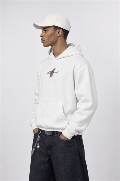 Erkek Botanical Patch Detaylı Oversize Hoodie Ekru