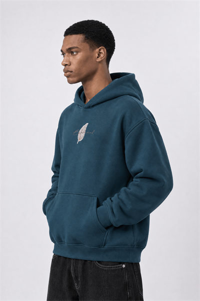Erkek Botanical Patch Detaylı Oversize Hoodie Zümrüt