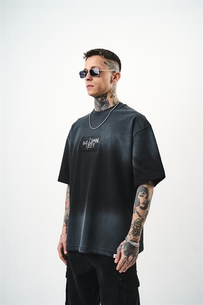 Erkek But Damn Nakışlı Oversize T-Shirt Siyah