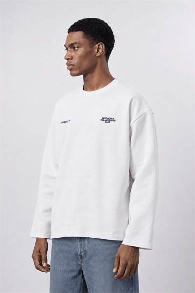 Erkek Cake Baskılı Pis Dikiş Detaylı Oversize Sweatshirt Ekru