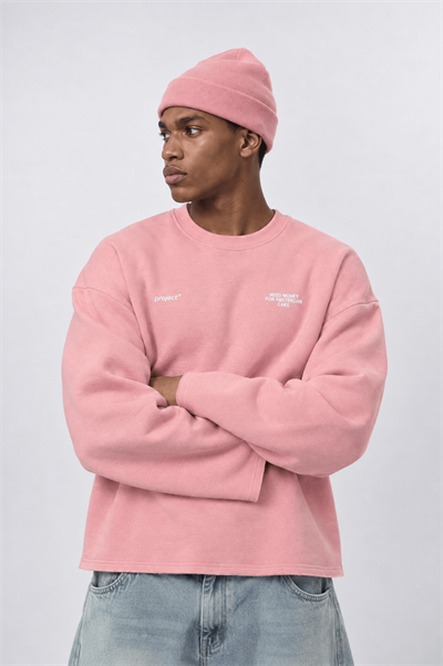 Erkek Cake Baskılı Pis Dikiş Detaylı Oversize Sweatshirt Pembe