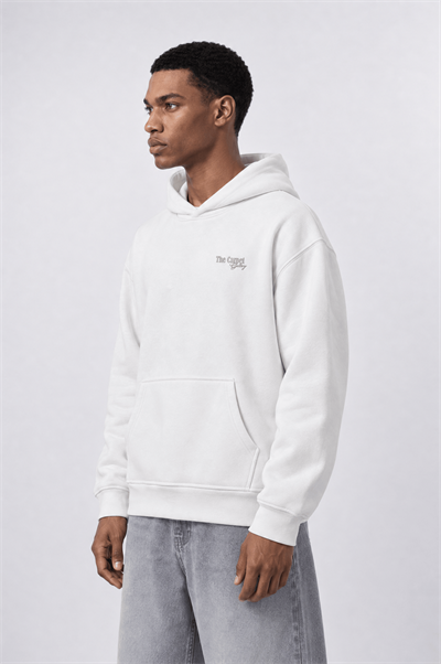 Erkek Carpet Patch Detaylı Oversize Hoodie Ekru