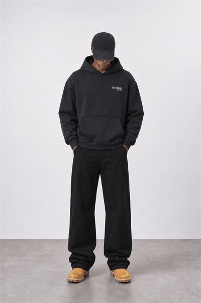 Erkek Carpet Patch Detaylı Oversize Hoodie Siyah