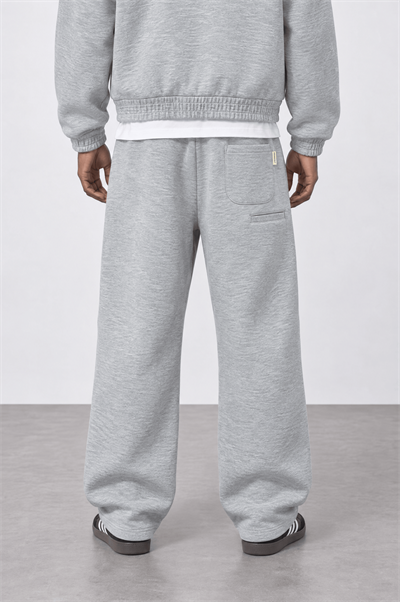 Erkek Cep Detaylı Panda Baggy Eşofman Altı Gri Melanj
