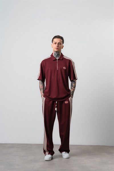 Erkek Champ Şerit Detaylı Regular Fit Eşofman Takımı Bordo