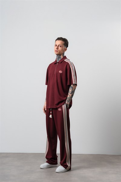 Erkek Champ Şerit Detaylı Regular Fit Eşofman Takımı Bordo