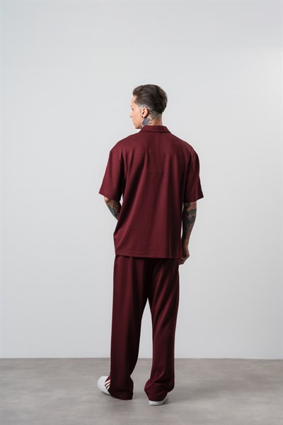 Erkek Champ Şerit Detaylı Regular Fit Eşofman Takımı Bordo