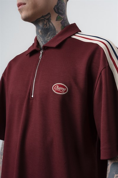 Erkek Champ Şerit Detaylı Regular Fit Eşofman Takımı Bordo