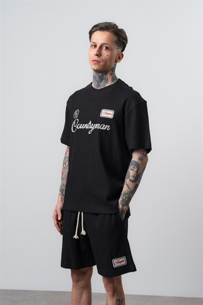Erkek Countryman Nakışlı Regular Fit T-Shirt Siyah
