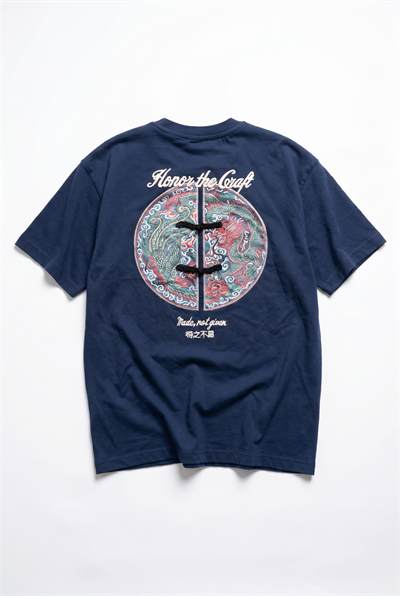 Erkek Craft Nakış Detaylı Oversize T-Shirt Lacivert