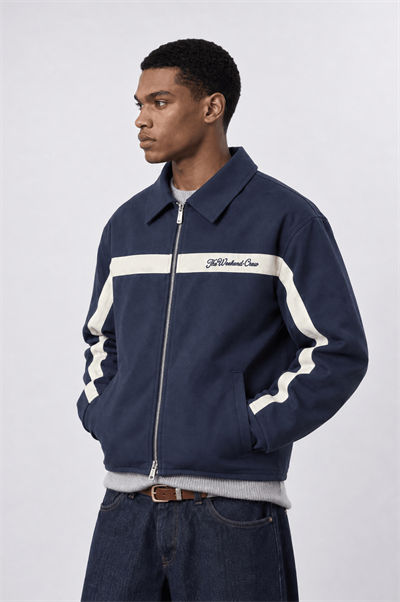 Erkek Crew Nakış Detaylı Oversize Ceket Lacivert