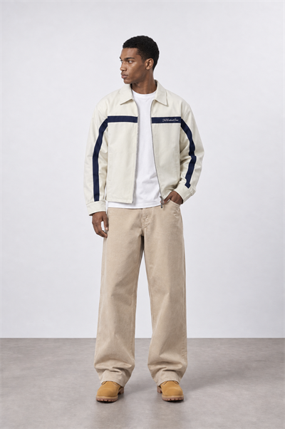 Erkek Crew Nakış Detaylı Oversize Ceket Bej