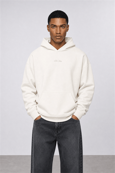 Erkek Da Vinci Baskı Detaylı Oversize Hoodie Ekru
