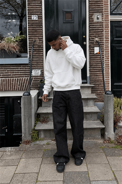 Erkek Da Vinci Baskı Detaylı Oversize Hoodie Ekru
