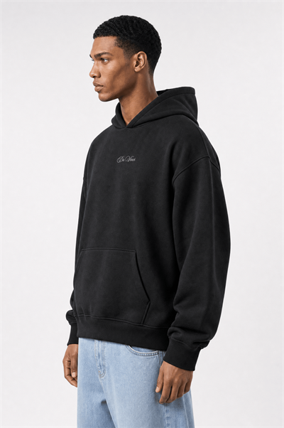 Erkek Da Vinci Baskı Detaylı Oversize Hoodie Siyah