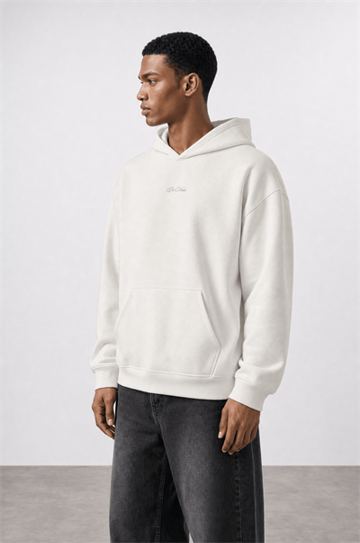 Erkek Da Vinci Baskı Detaylı Oversize Hoodie Ekru