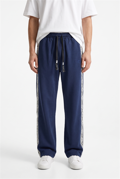 Erkek Damask Şerit Detaylı Kışlık Doubleface Baggy Eşofman Altı Lacivert
