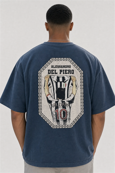 Erkek Del Piero Baskılı Oversize T-Shirt Petrol