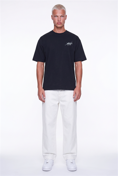 Erkek Del Piero Baskılı Oversize T-Shirt Siyah
