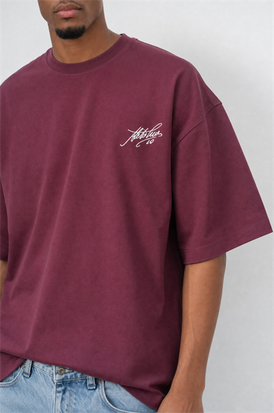 Erkek Del Piero Baskılı Oversize T-Shirt Bordo