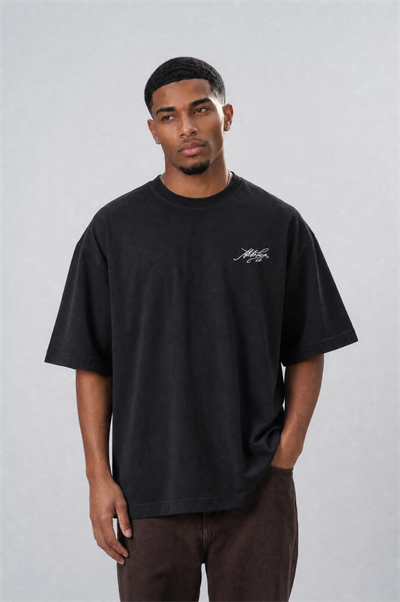 Erkek Del Piero Baskılı Oversize T-Shirt Siyah