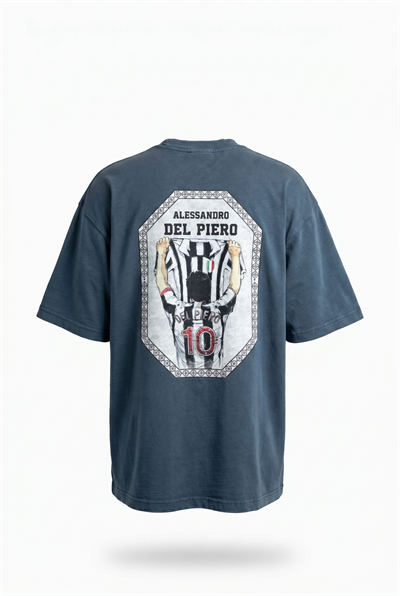 Erkek Del Piero Baskılı Oversize T-Shirt Petrol