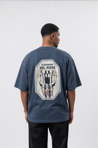 Erkek Del Piero Baskılı Oversize T-Shirt Petrol