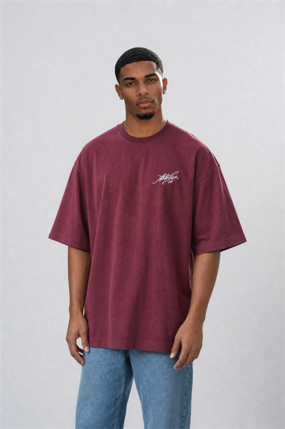 Erkek Del Piero Baskılı Oversize T-Shirt Bordo