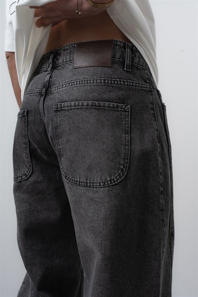 Erkek Dikiş Detaylı Baggy Jean Antrasit