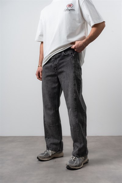 Erkek Dikiş Detaylı Baggy Jean Antrasit