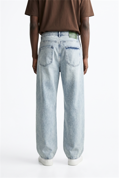 Erkek Dikiş Detaylı Baggy Jean Buz Mavi