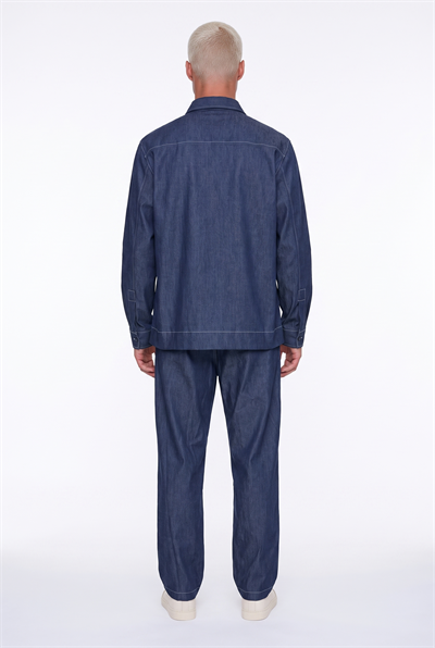 Erkek Dikiş Detaylı Denim Takım Lacivert