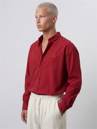 Erkek Dokulu Dolgun Oversize Gömlek Bordo