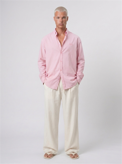 Erkek Dokulu Dolgun Oversize Gömlek Pembe