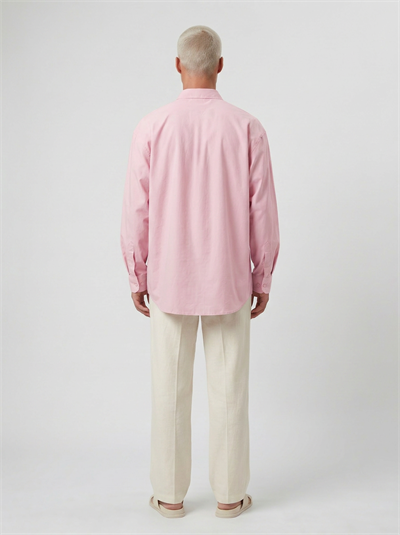 Erkek Dokulu Dolgun Oversize Gömlek Pembe