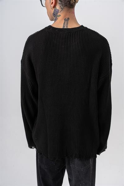 Erkek Dokulu Örme Triko Siyah