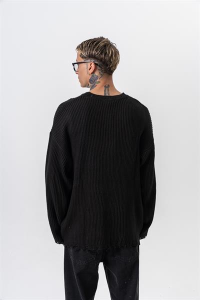 Erkek Dokulu Örme Triko Siyah