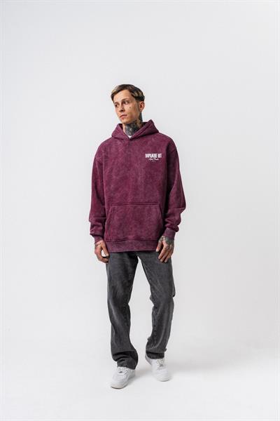 Erkek Dopamine Hit Baskılı Kapüşonlu Oversize Hoodie Vişne
