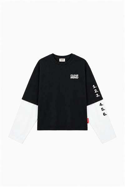 Erkek Double Sleeve Oversize Sweatshirt Siyah
