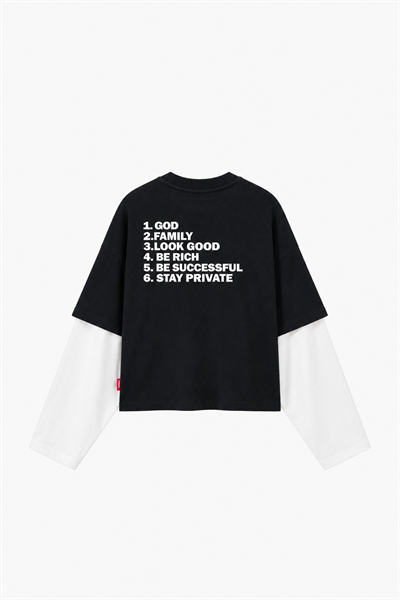 Erkek Double Sleeve Oversize Sweatshirt Siyah