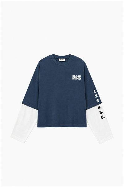 Erkek Double Sleeve Oversize Sweatshirt Petrol
