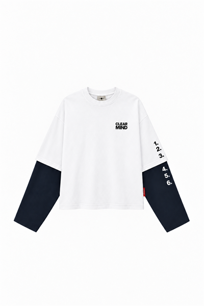 Erkek Double Sleeve Oversize Sweatshirt Ekru