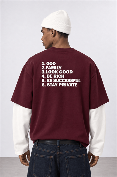 Erkek Double Sleeve Oversize Sweatshirt Bordo