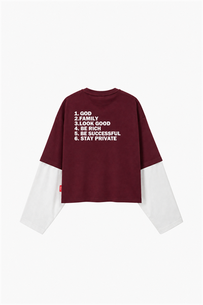 Erkek Double Sleeve Oversize Sweatshirt Bordo